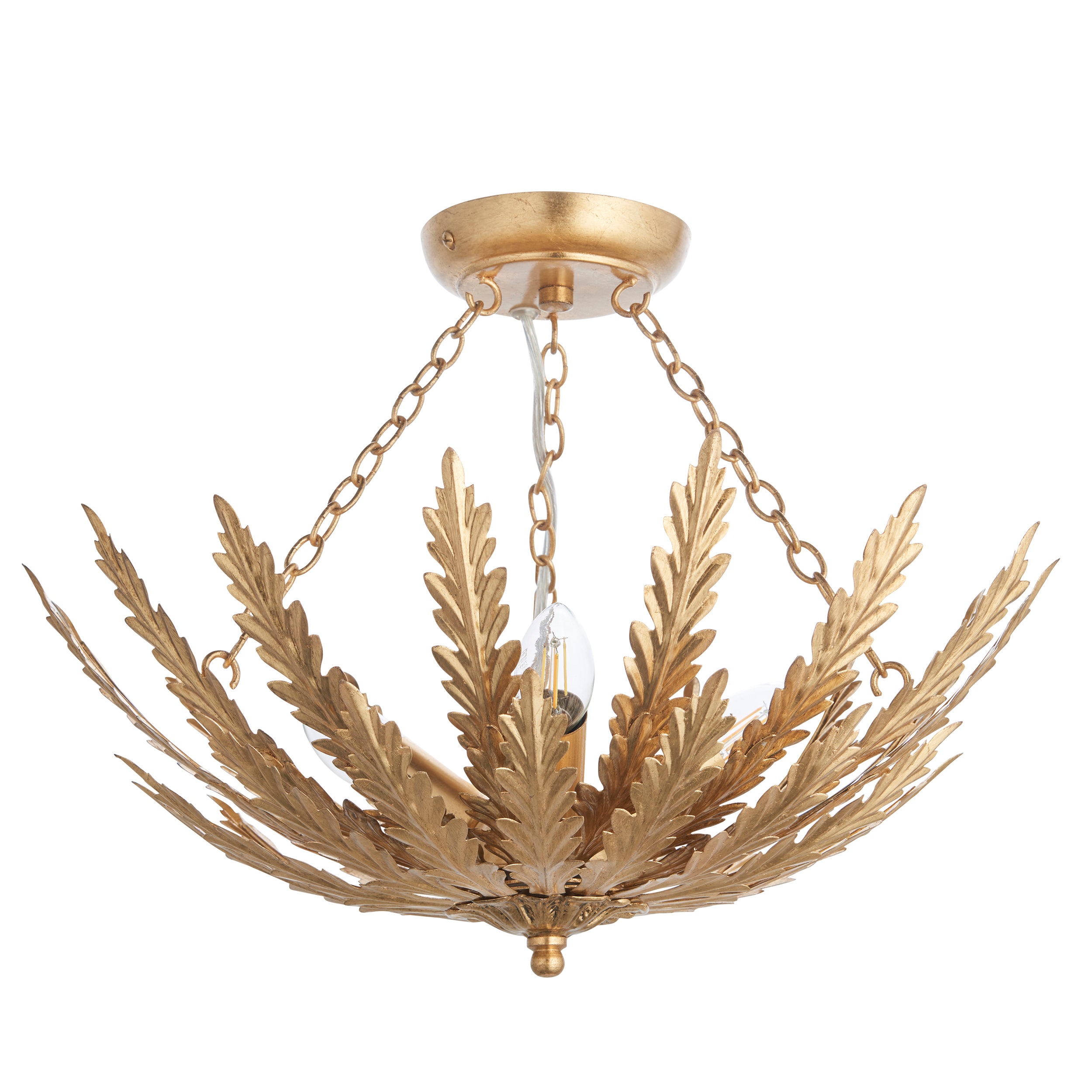Delphine Ceiling Light. Gold Leaf. 3 Light