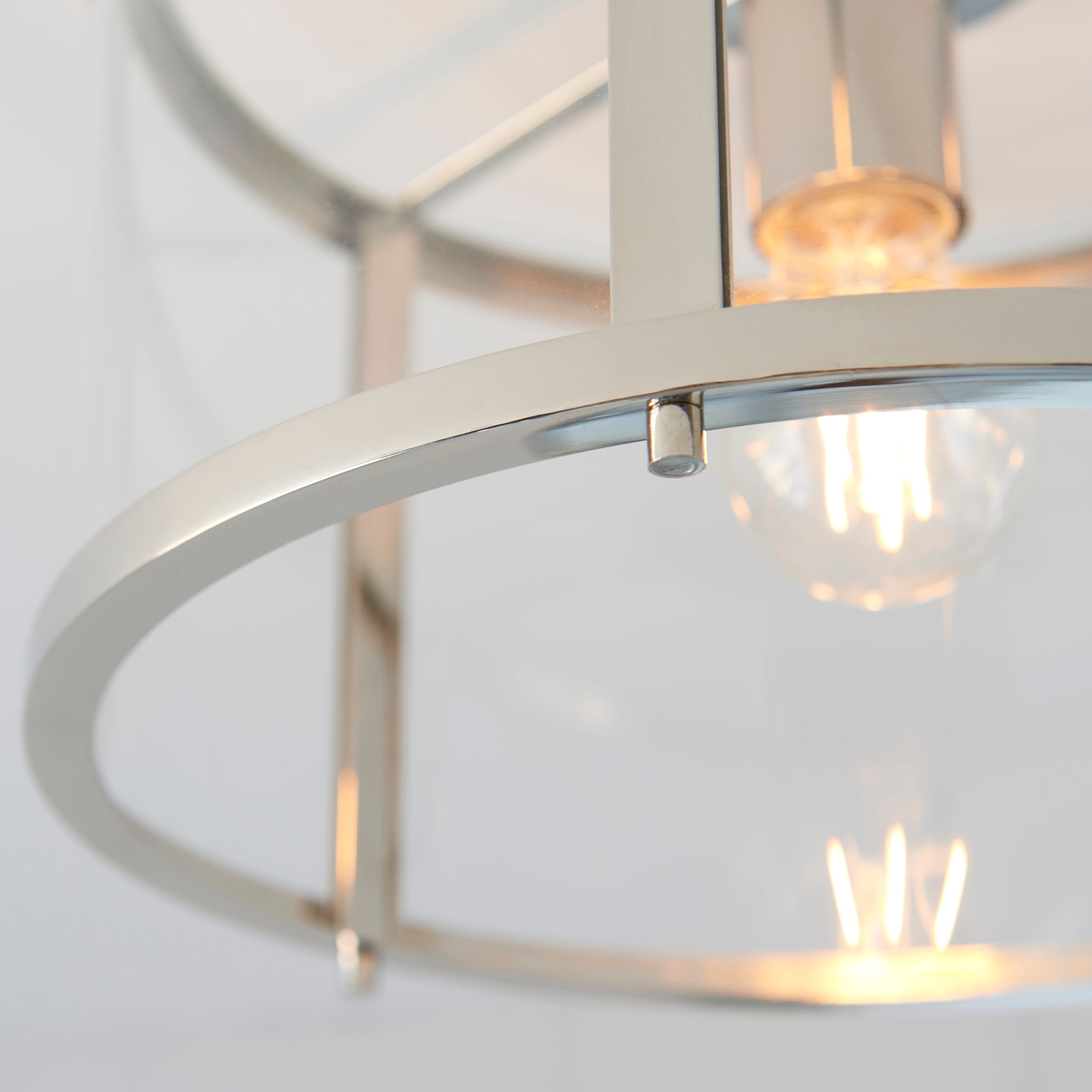 Hopton Simple Bright Nickel and Glass Ceiling Light
