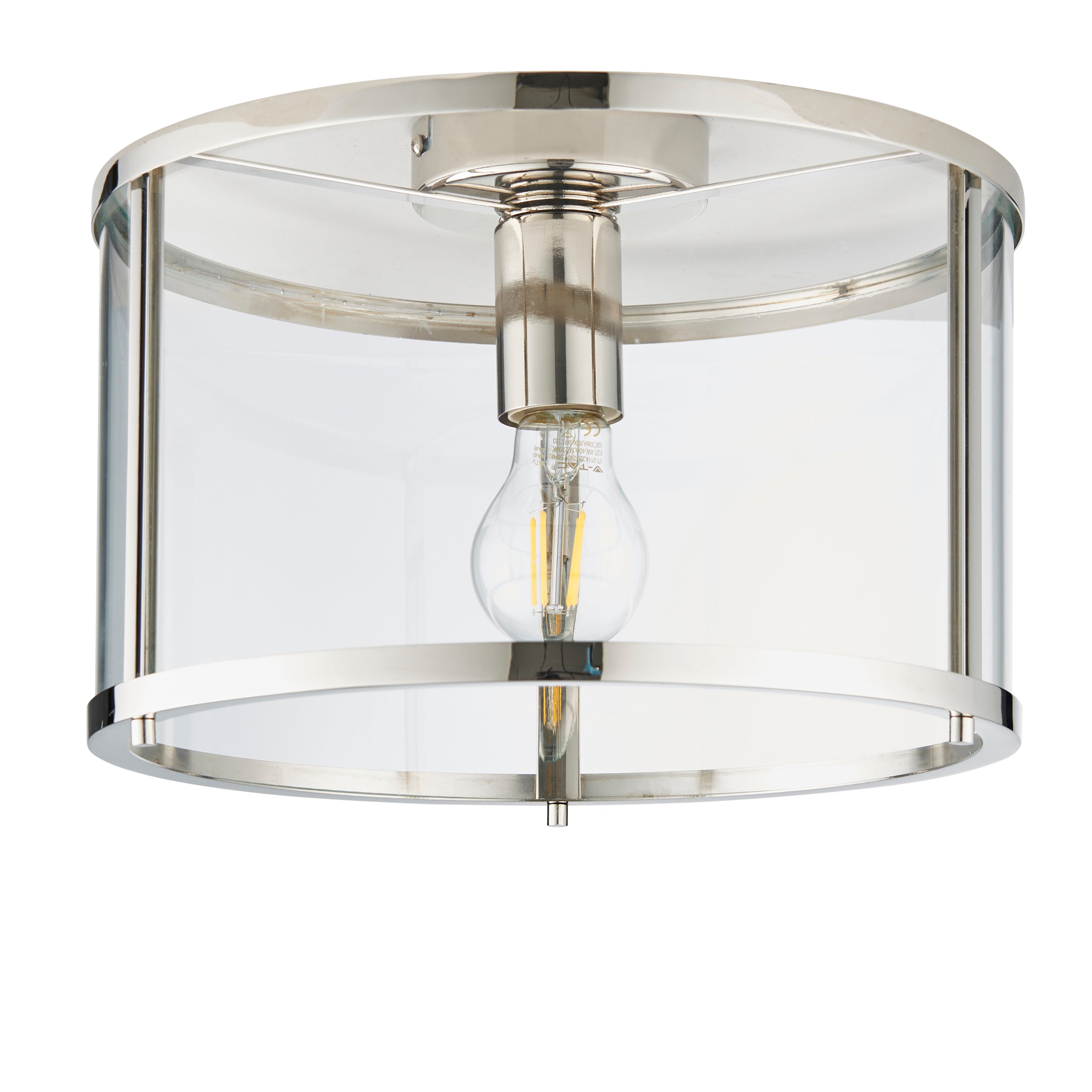 Hopton Simple Bright Nickel and Glass Ceiling Light