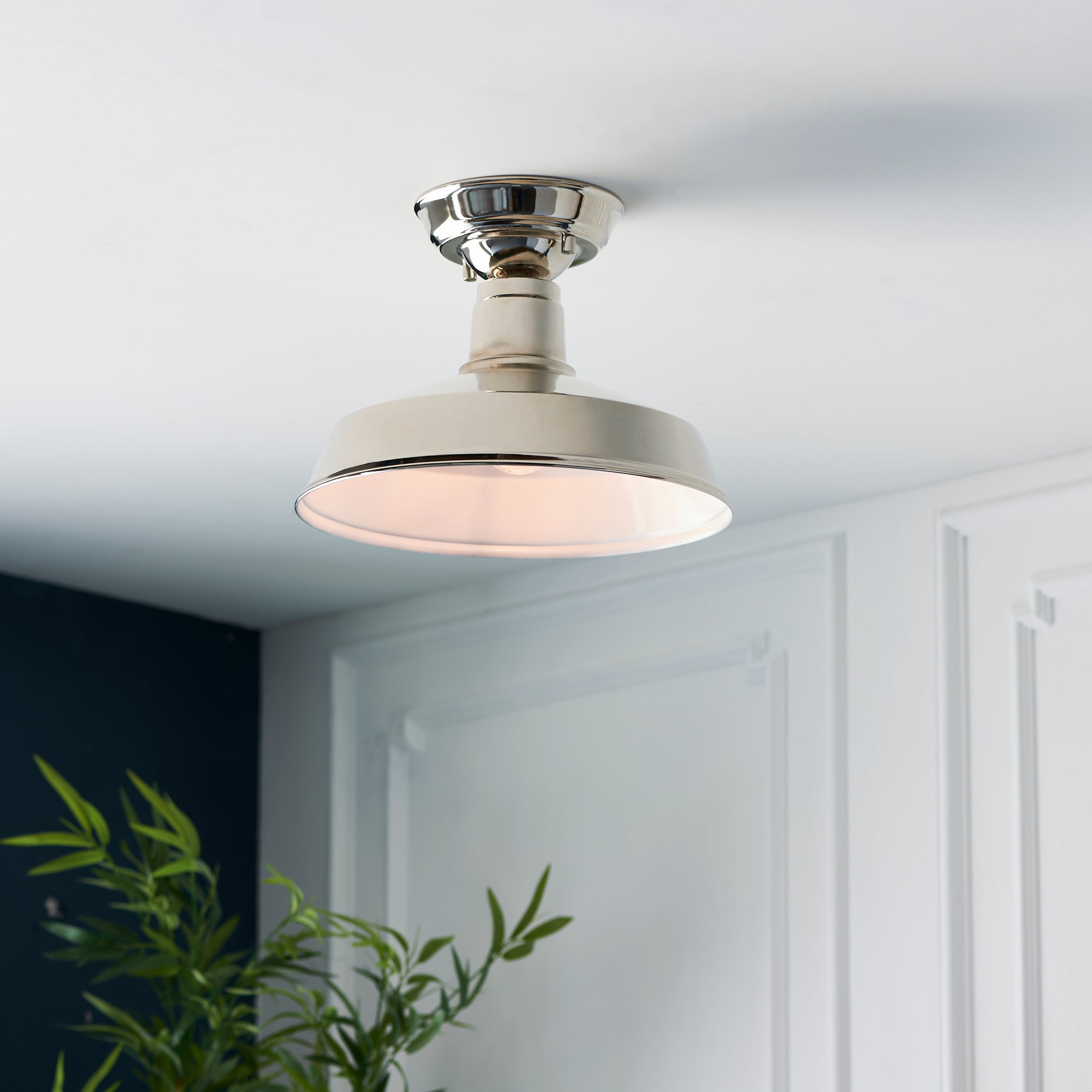 Darton Ceiling Light. Bright Nickel Plate