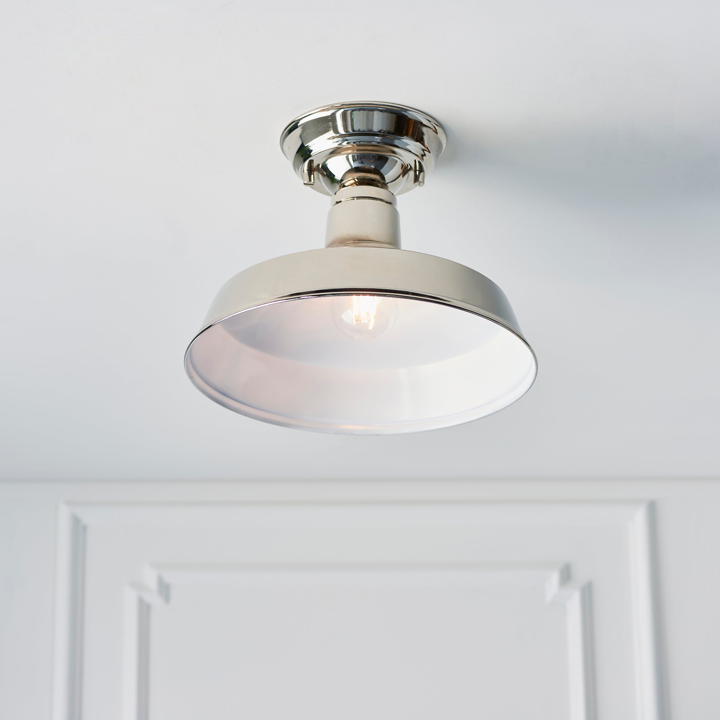 Darton Ceiling Light. Bright Nickel Plate