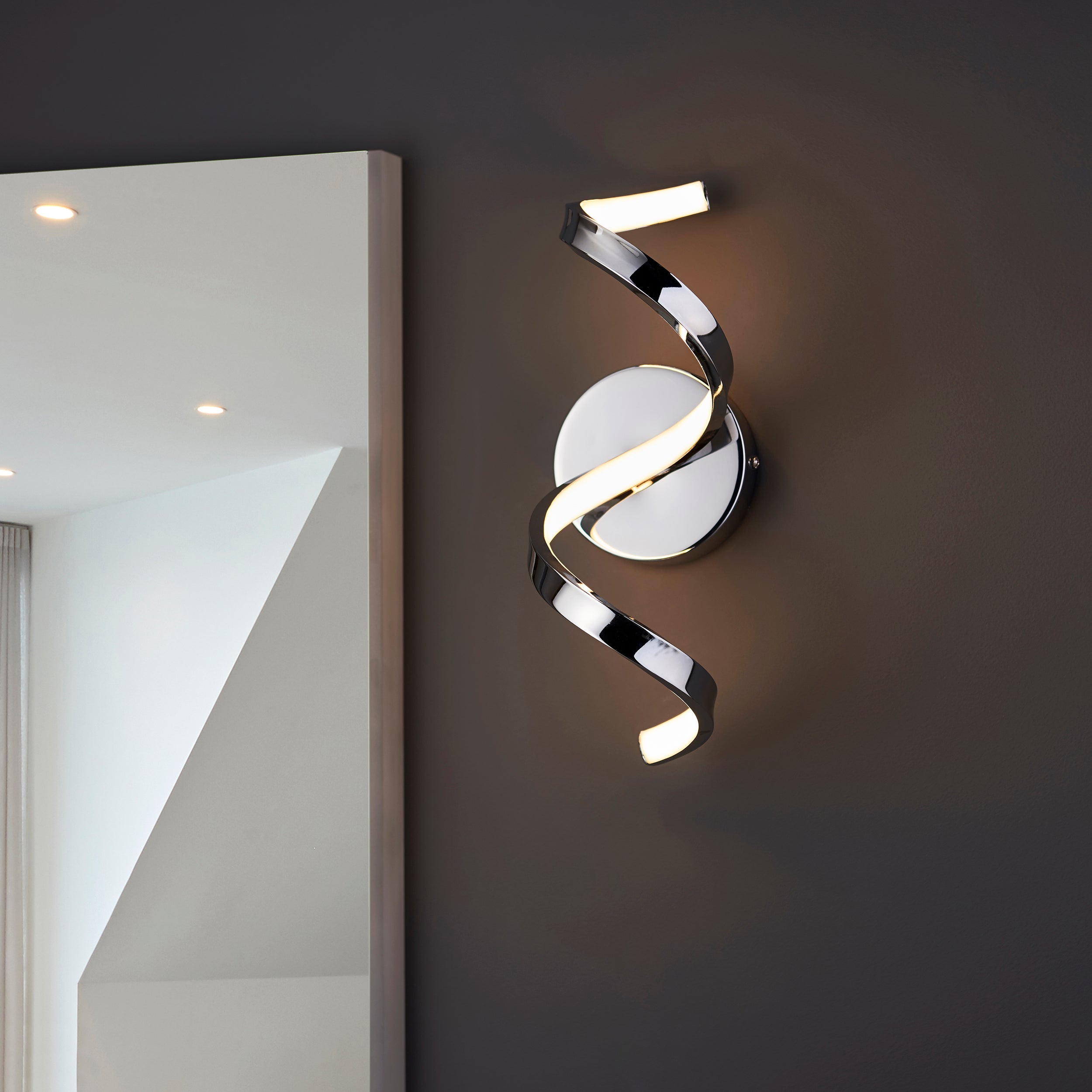 Astral Modern Twist LED Wall Light in Polished Chrome