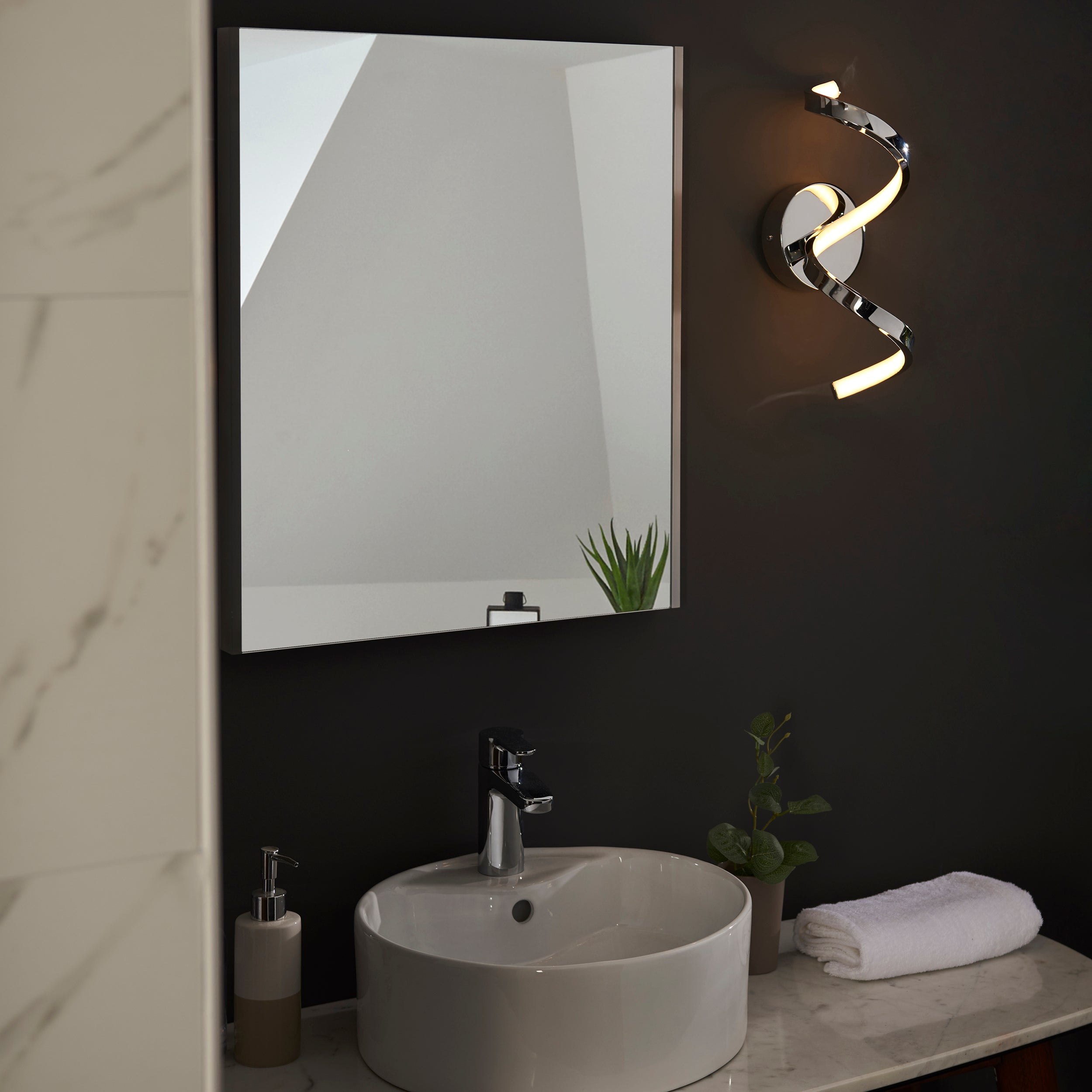 Astral Modern Twist LED Wall Light in Polished Chrome