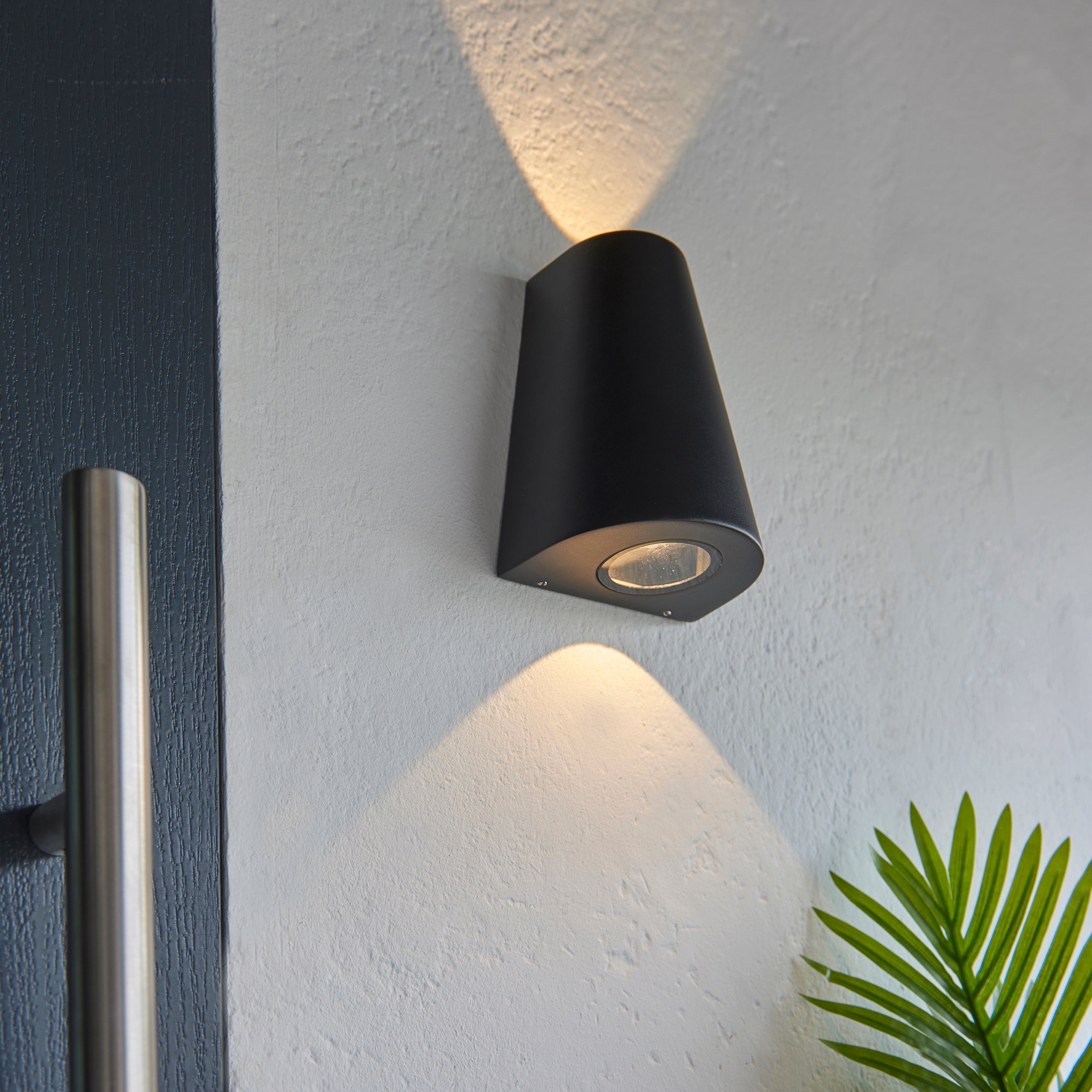 Helm Up & Down Wall Light. Textured Black Finish