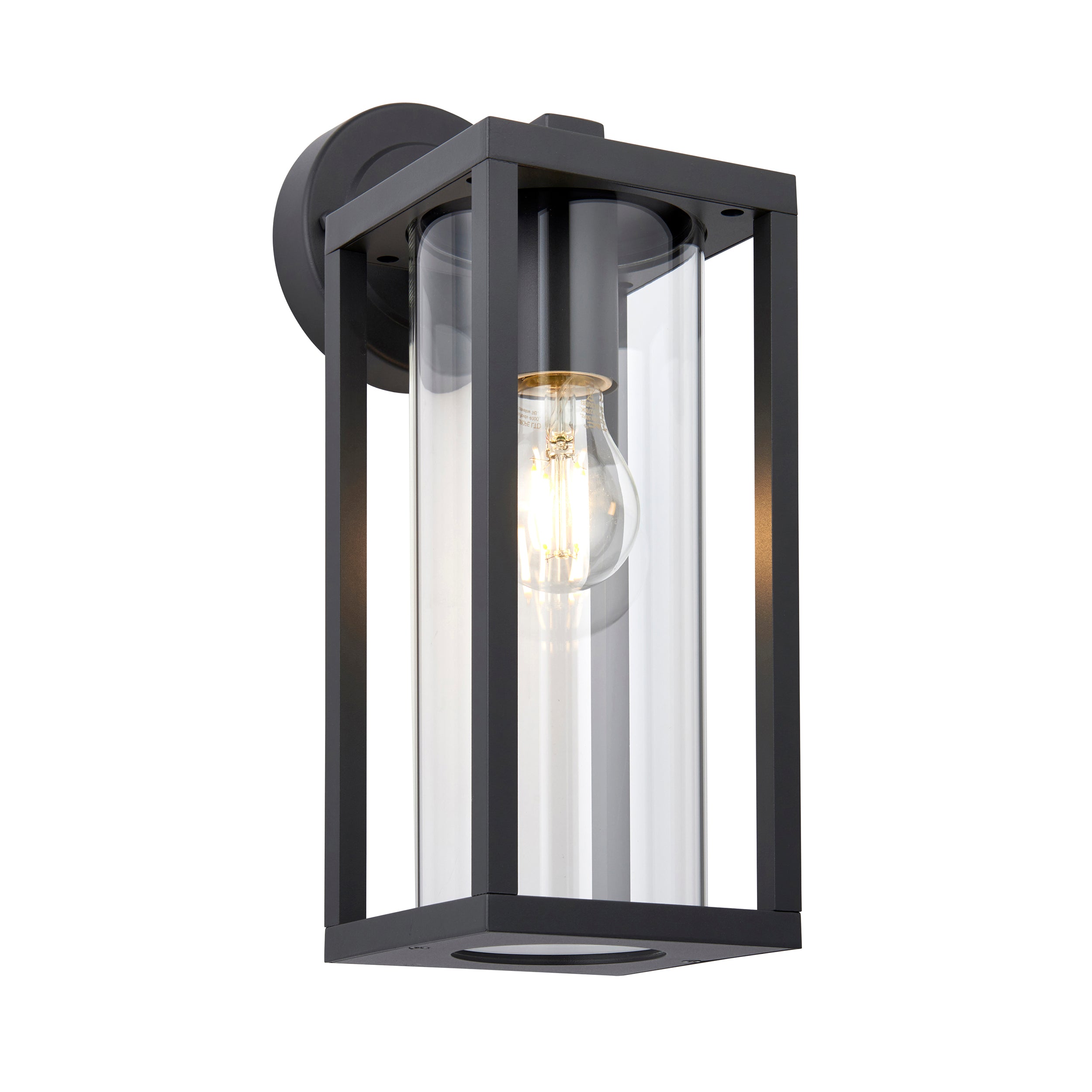 Hamden Wall Light. Textured Black & Clear Glass