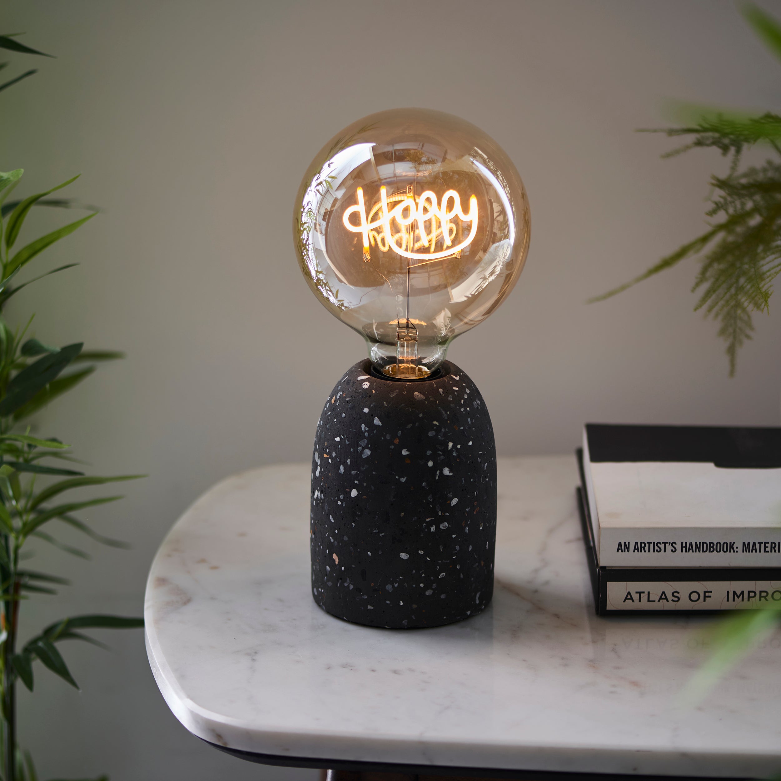 Happy LED Bulb. Amber Lustre Glass