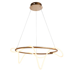 Attalea Modern Designer Ring LED Pendant Light In Satin Gold