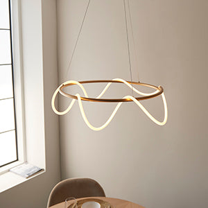 Attalea Modern Designer Ring LED Pendant Light In Satin Gold