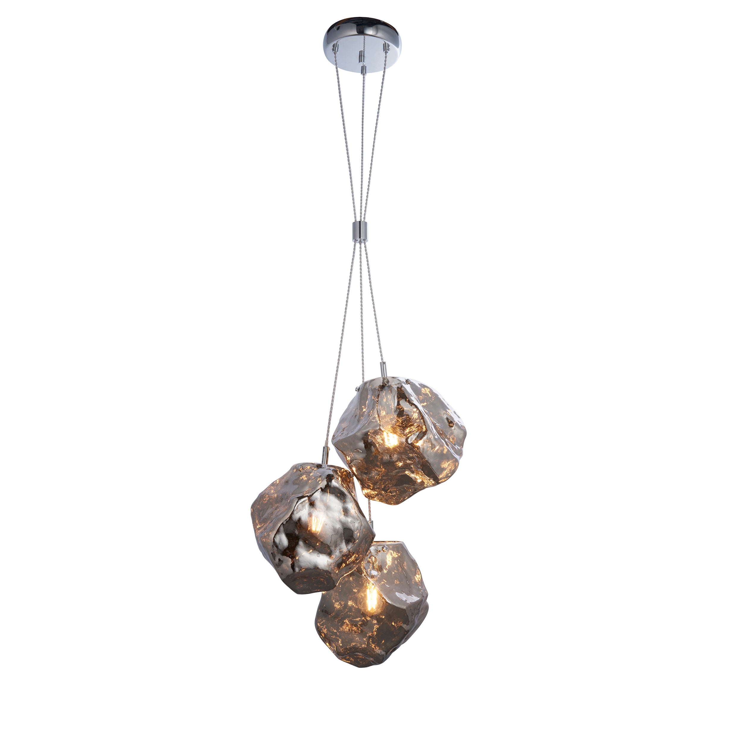 Rock 3 Light Metallic Chrome Pendant