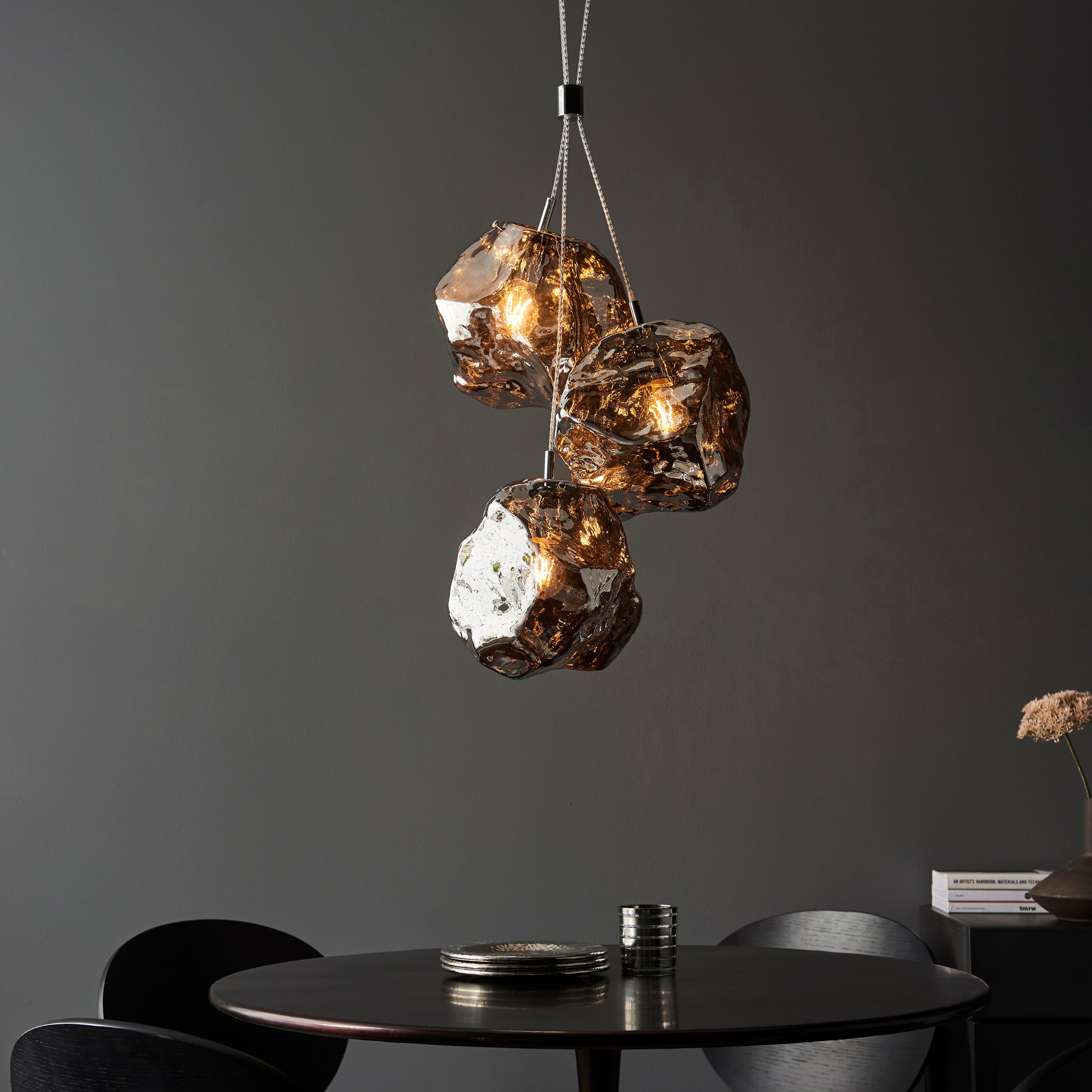 Rock 3 Light Metallic Chrome Pendant