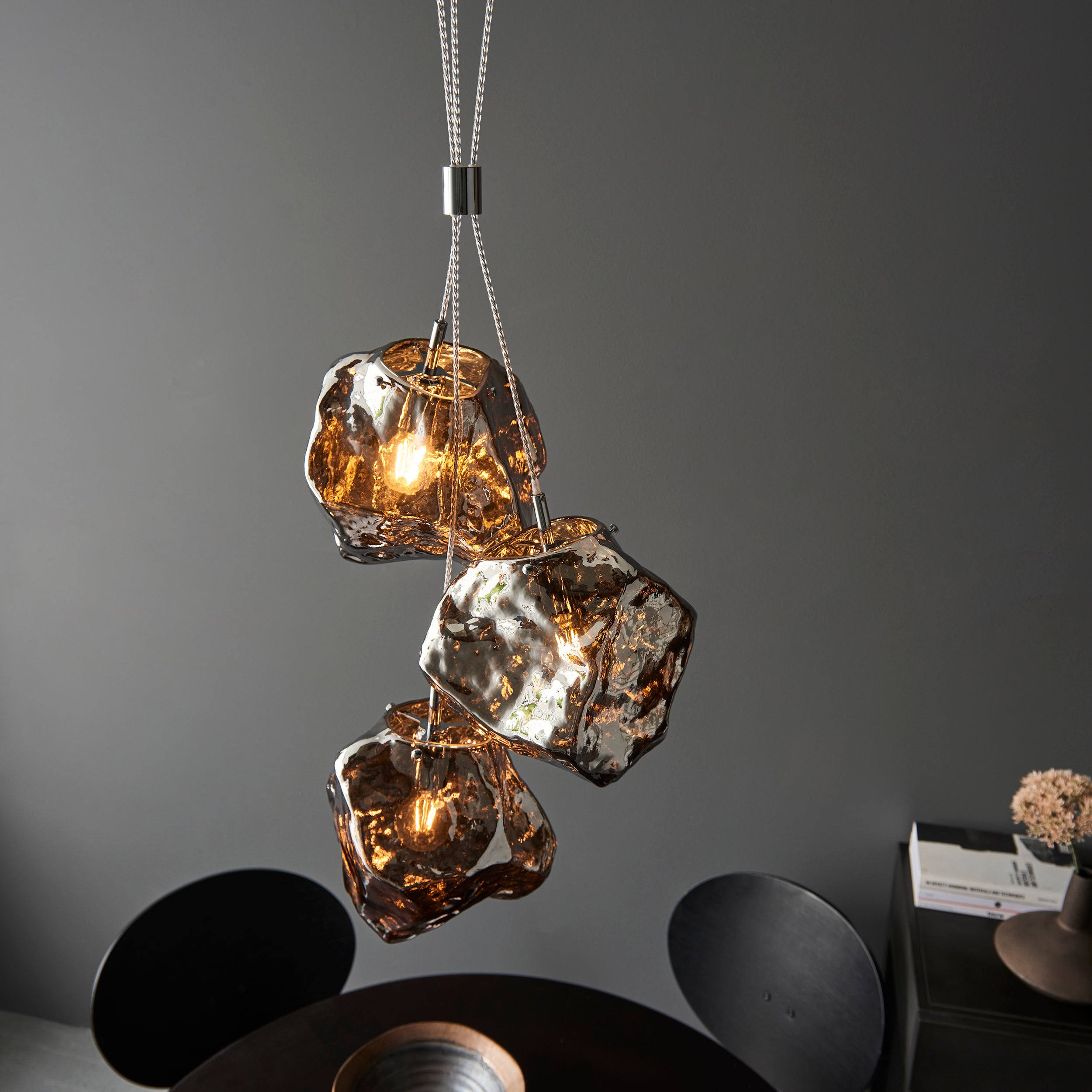 Rock 3 Light Metallic Chrome Pendant