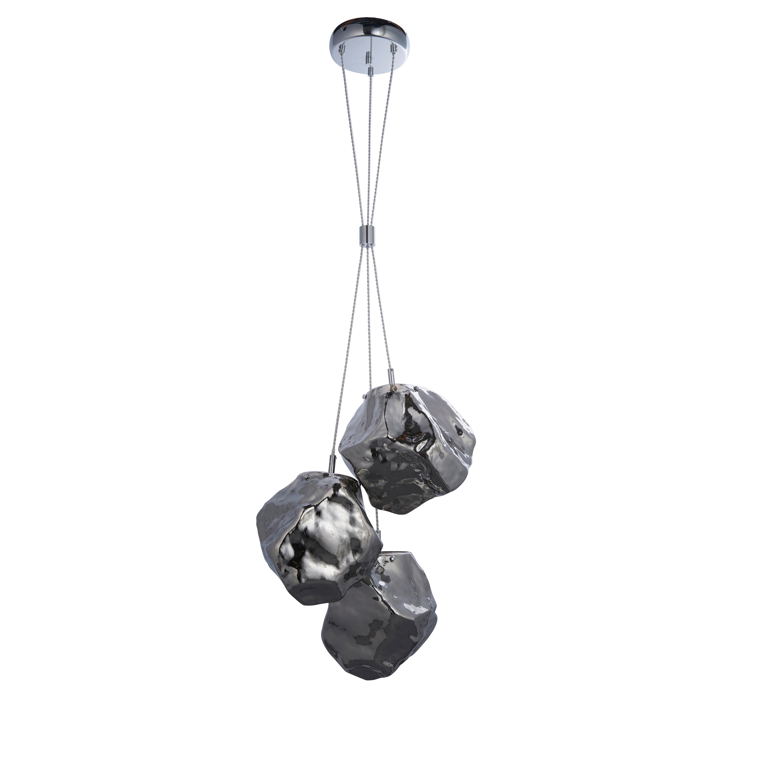 Rock 3 Light Metallic Chrome Pendant