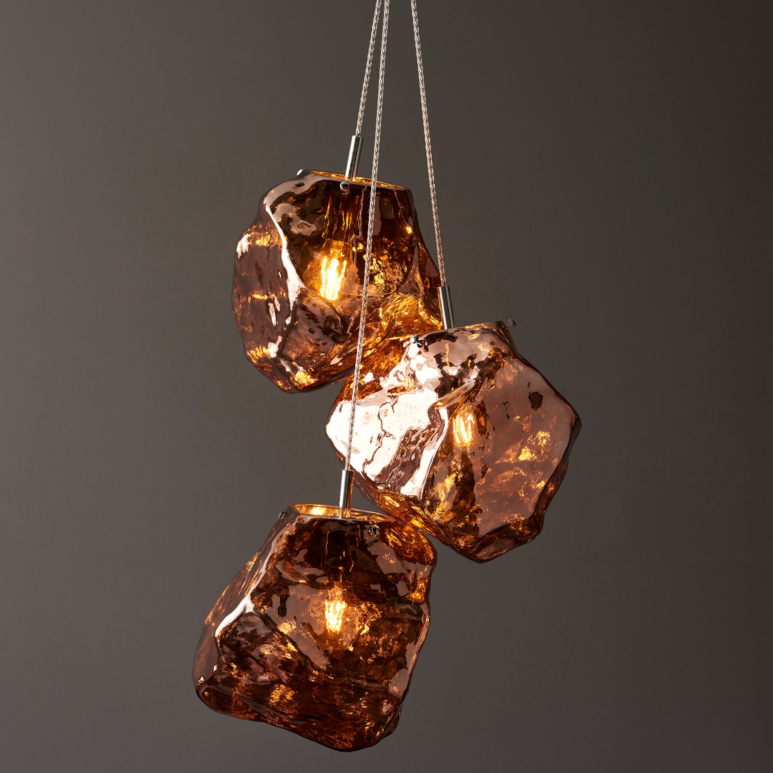 Rock 3 Light Metallic Copper Pendant