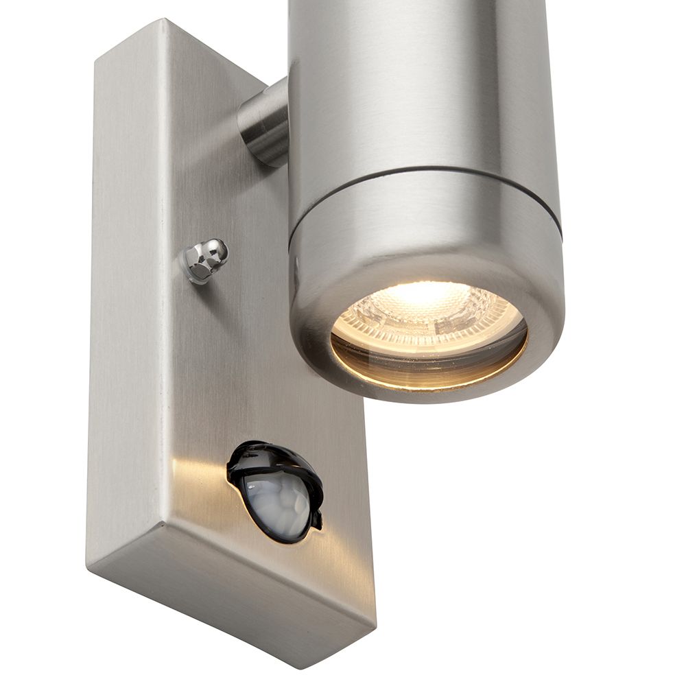 Odyssey Wall Light With Motion Sensor. Brushed Steel