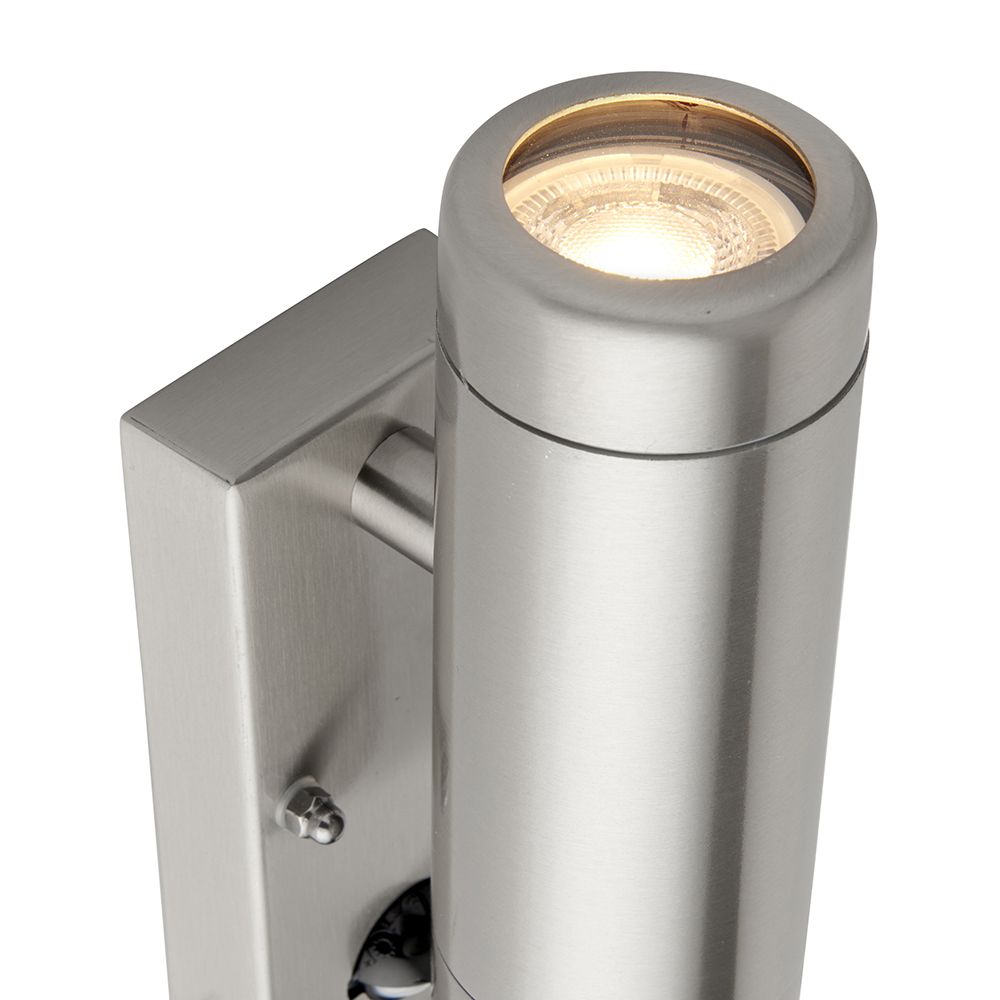 Odyssey Wall Light With Motion Sensor. Brushed Steel