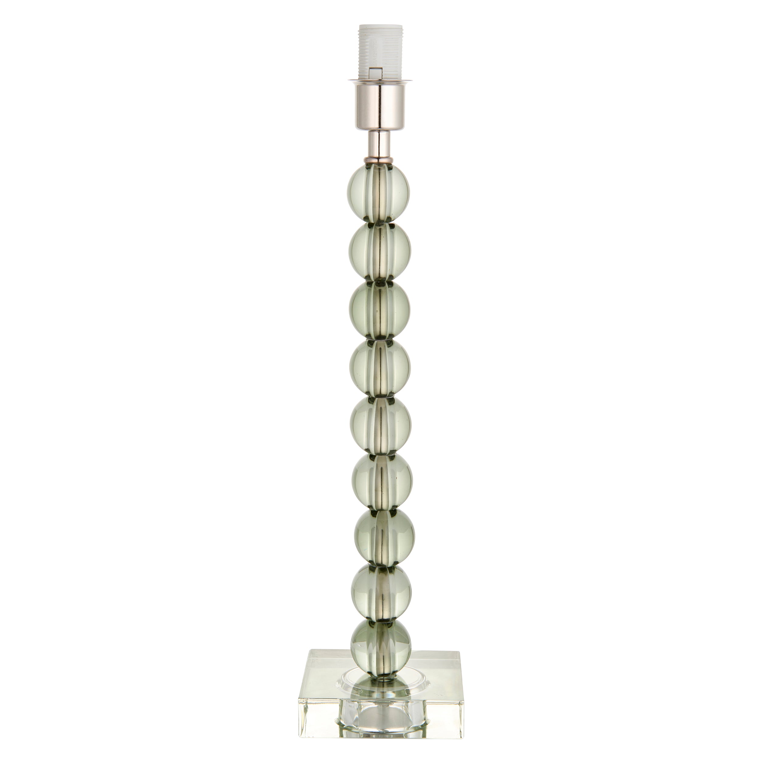Adelie Polished Nickel And Grey Green Tinted Glass Table Lamp (Base Only)