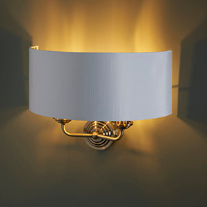 Highclere Wall Light. Antique Brass. Vintage White Shade