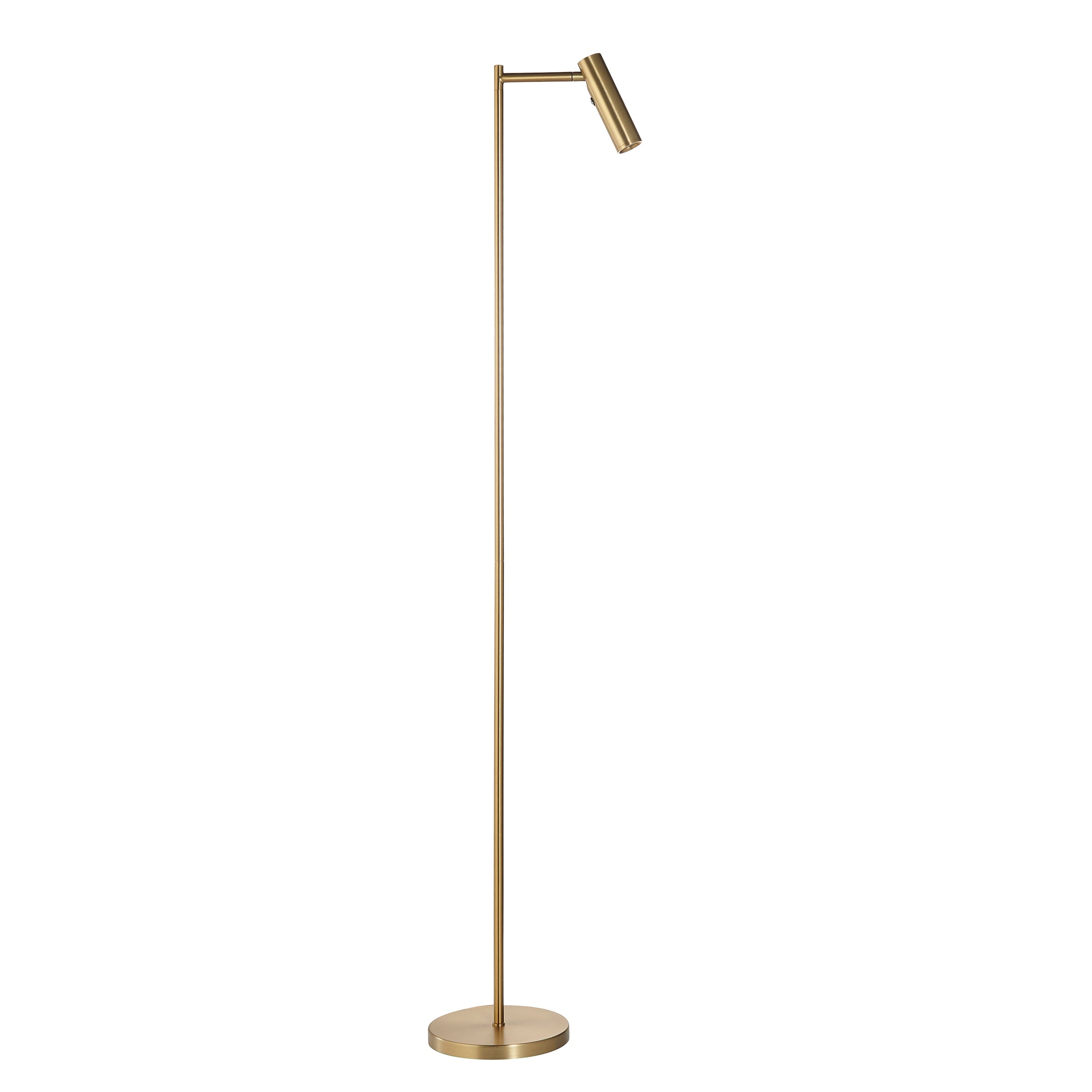Modern Reader Floor Lamp in Warm Brass with Adjustable Head